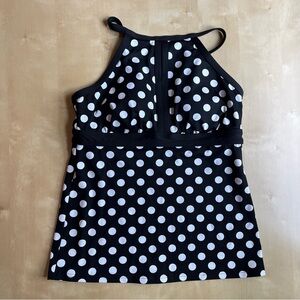 Lands' End Black and White Polka Dot swim top